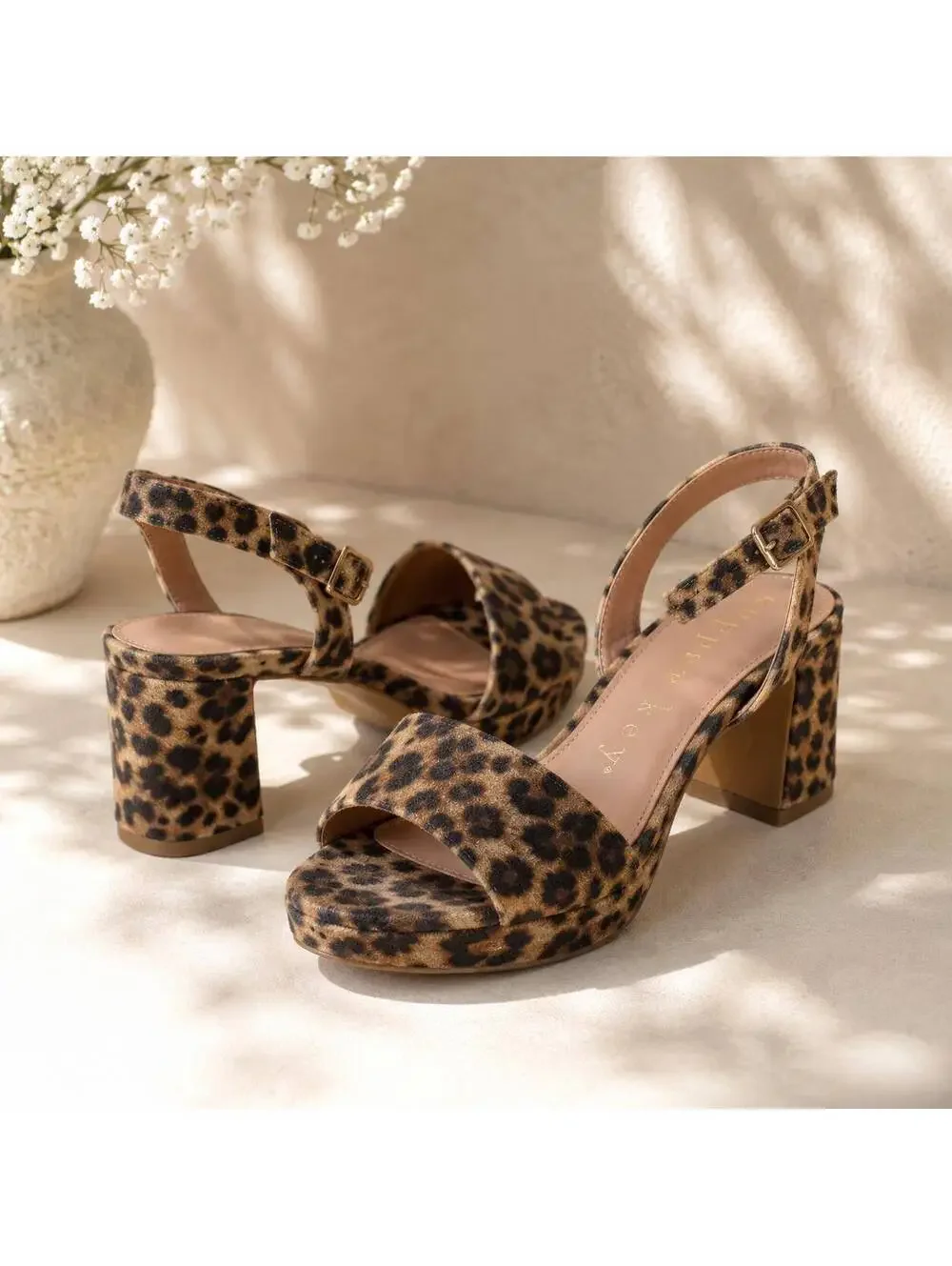 NWT Copper Key Leopard Print Platform Block Heel Sandals Size 7M NWOB